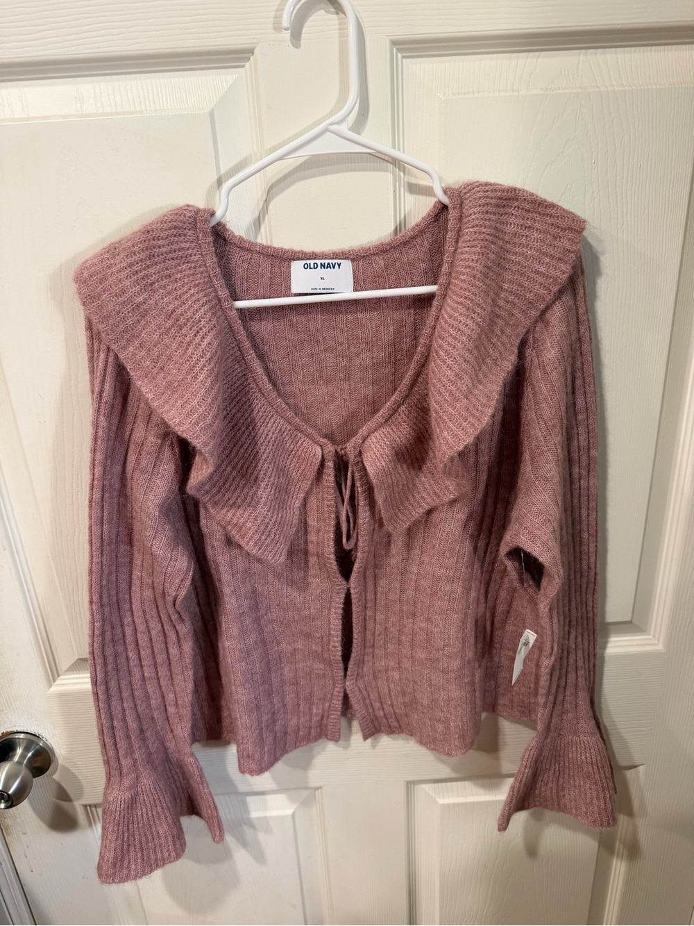 Old Navy Women's Dusty Rose Ruffle-Trim Knit Sweater